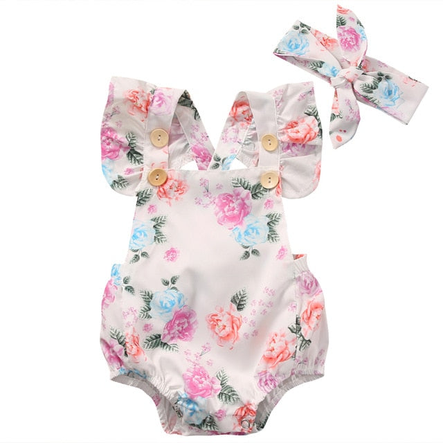 Cute Baby Girls Floral Sweet Romper Set - TinyTacker