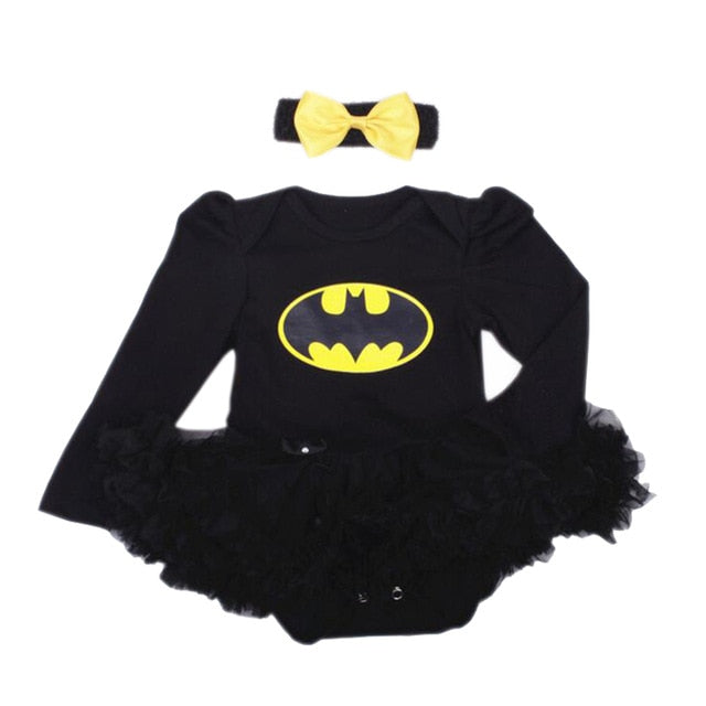 Batman Baby Girl's Lace Romper Dress - TinyTacker