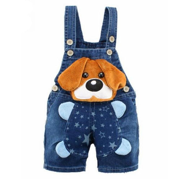 Puppy Cartoon Denim Rompers - TinyTacker