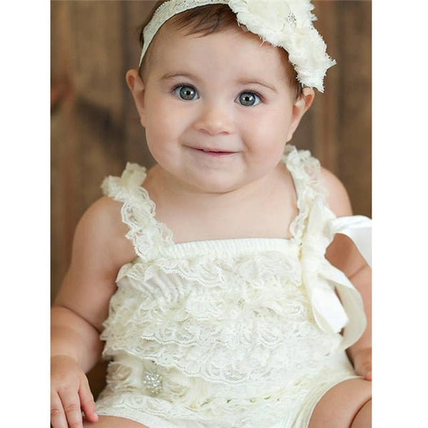 Ruffled Lace Romper - TinyTacker