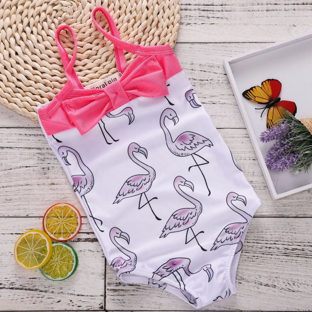 Flamingo Pattern Backlees Strap Bodysuit - TinyTacker