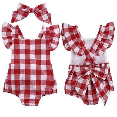 Plaid Back Cross Romper - TinyTacker