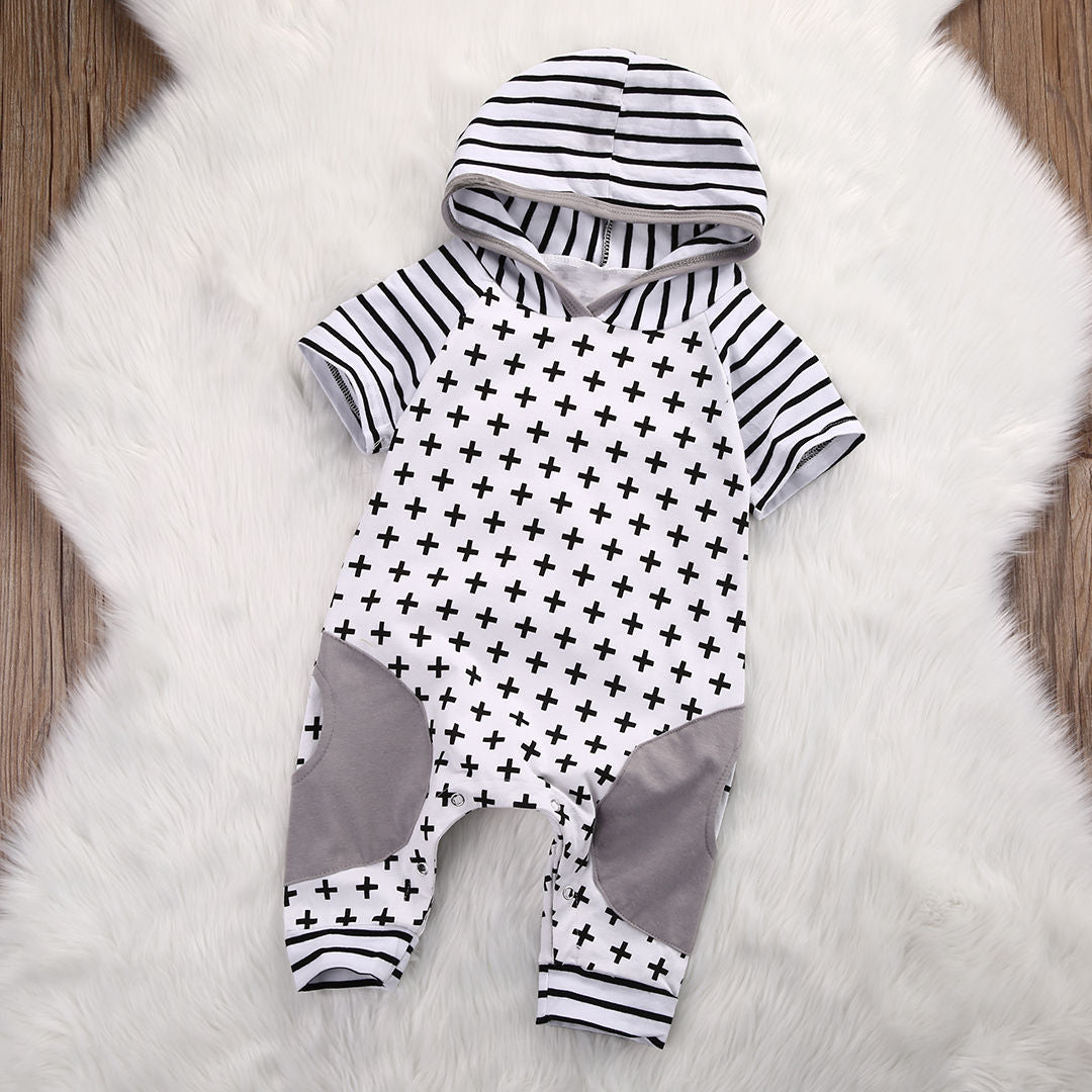 Baby Girls Hooded Short Sleeve Jumpsuit - TinyTacker