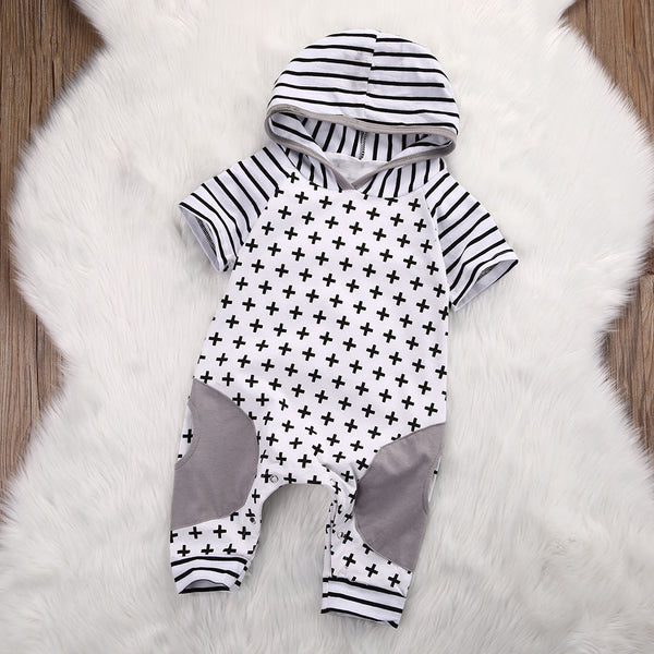Baby Girls Hooded Short Sleeve Jumpsuit - TinyTacker