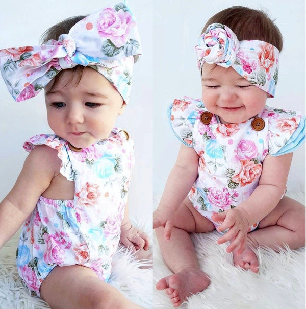 Cute Baby Girl Sunsuit Set - TinyTacker