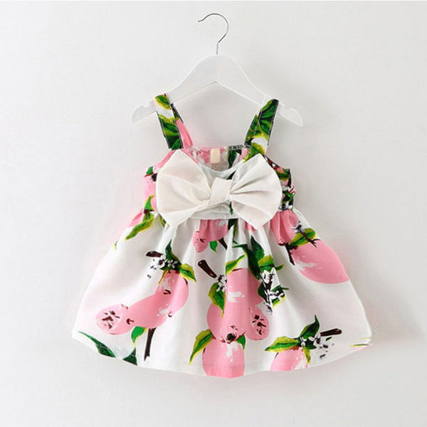 Floral Print Bow Sleeveless Dress - TinyTacker