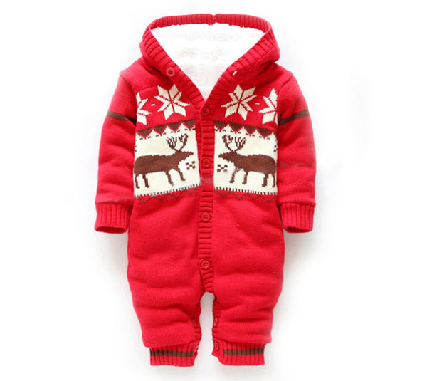 Kids Christmas Deer Hooded Jumpsuit - TinyTacker