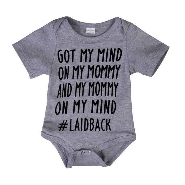 "Got My Mind On My Mom" Boys Rompers - TinyTacker