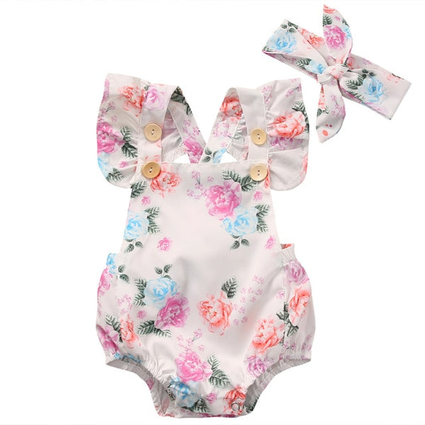 Cute Baby Girls Floral Sweet Romper Set - TinyTacker