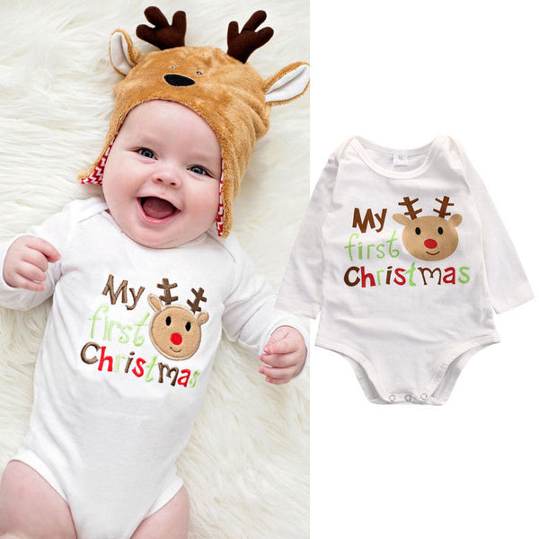 John's Reindeer First Christmas Romper - TinyTacker