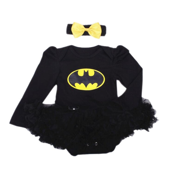 Batman Baby Girl's Lace Romper Dress - TinyTacker