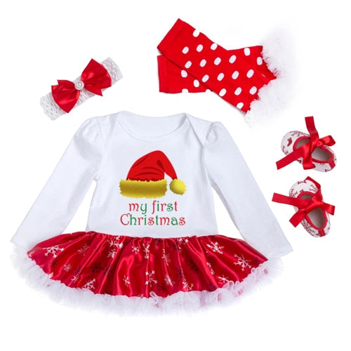 Snowflake Long Sleeve Girl's Romper Dress - TinyTacker