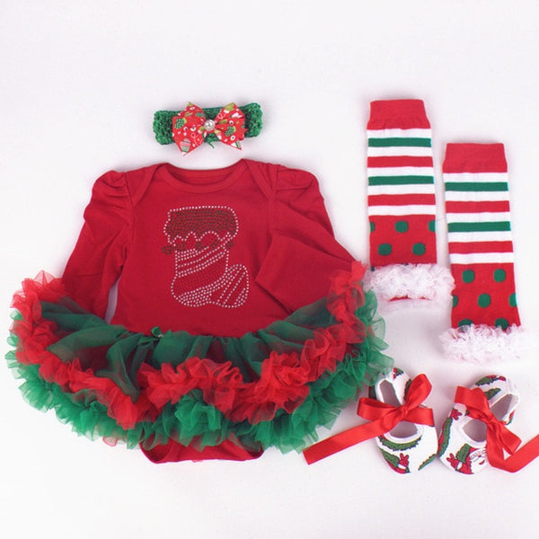 Gloria's Christmas Romper Dress Set - TinyTacker