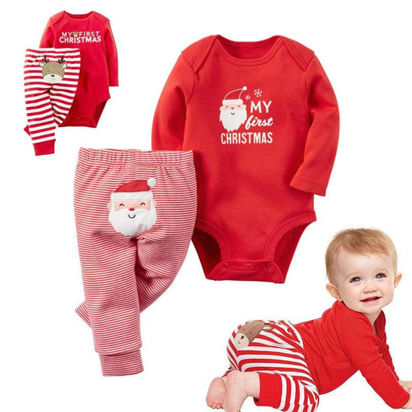 My First Christmas Baby Romper Pants - TinyTacker