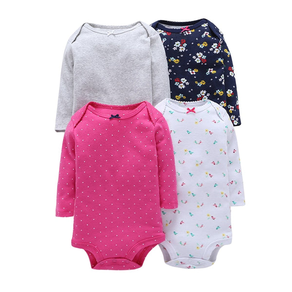 4Pcs Summer Baby Girl Bodysuits - TinyTacker