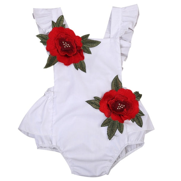 Floral Embriodery Backless Sunsuit - TinyTacker