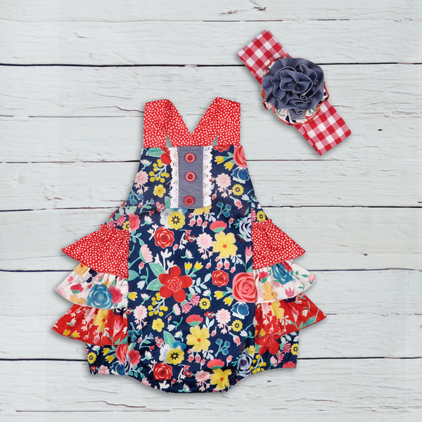 Bubble Girls Print Rompers Matching Headband - TinyTacker