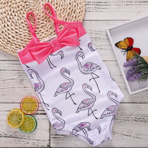 Flamingo Pattern Backlees Strap Bodysuit - TinyTacker