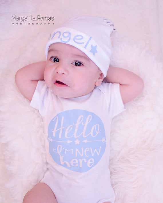 Hello, I Am New Here Kids Romper - TinyTacker