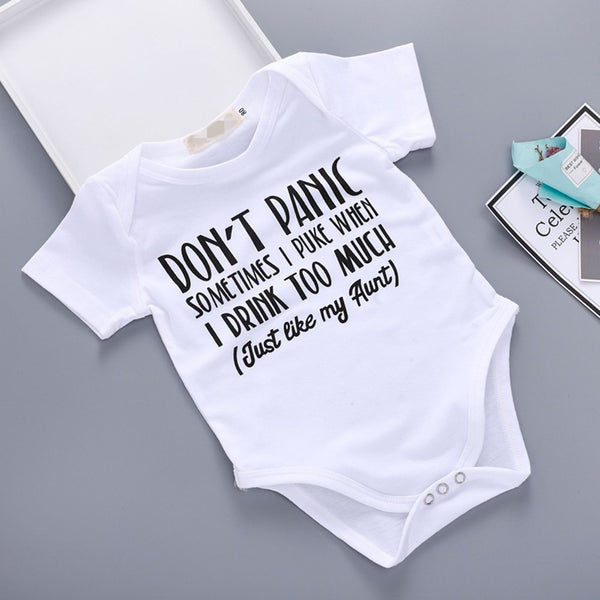 Don't Panic Just Like My Aunt Print Bodysuits - TinyTacker