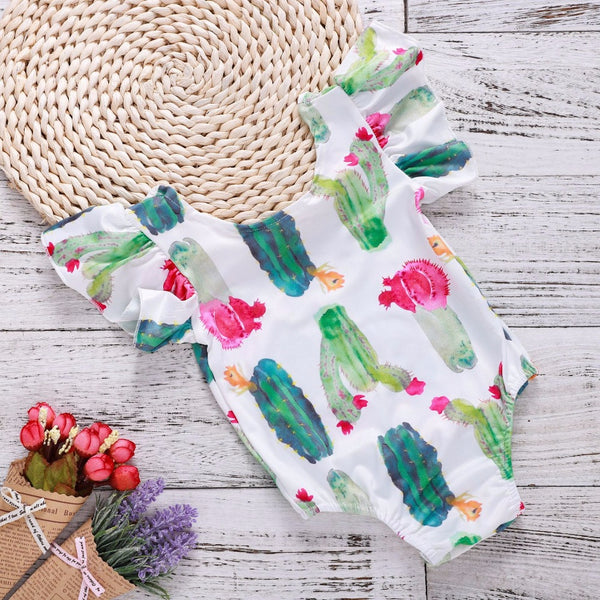 Cactus Printed Flutter Sleeve Outfits - TinyTacker