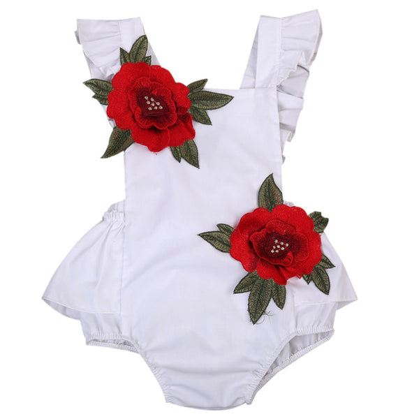 Embroidered Floral Romper - TinyTacker