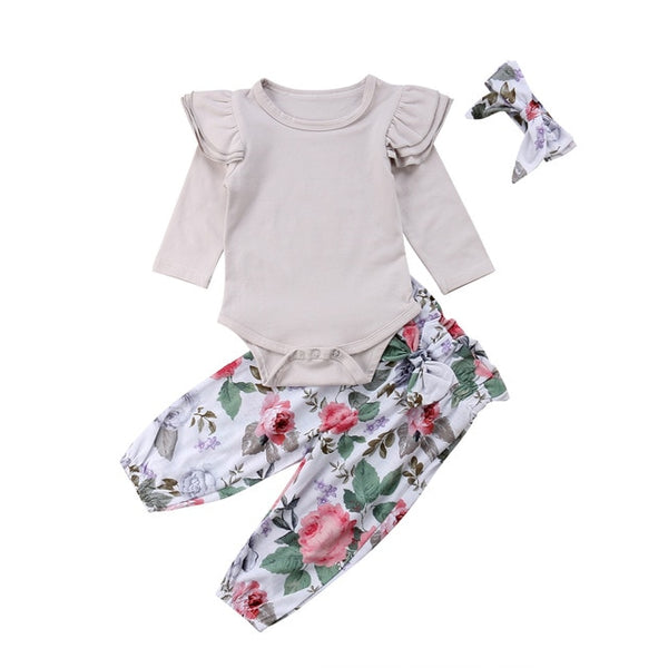 3pcs  Newborn Baby Girl  Clothes - TinyTacker
