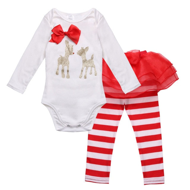 Racheal's Deer Romper with Striped Pants - TinyTacker