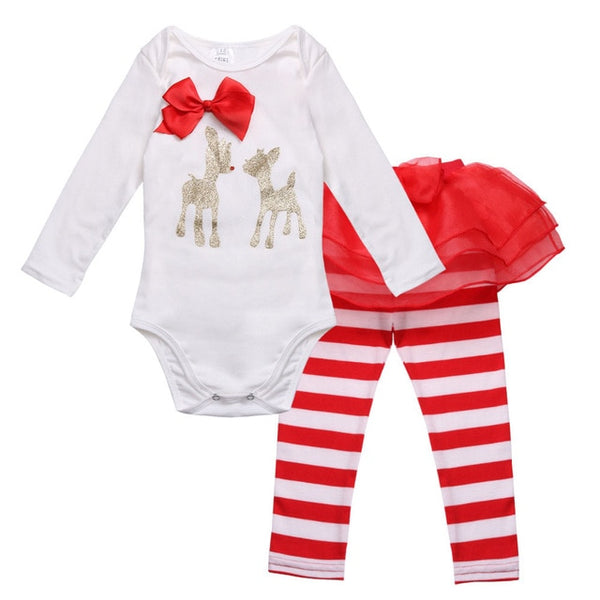 Racheal's Deer Romper with Striped Pants - TinyTacker