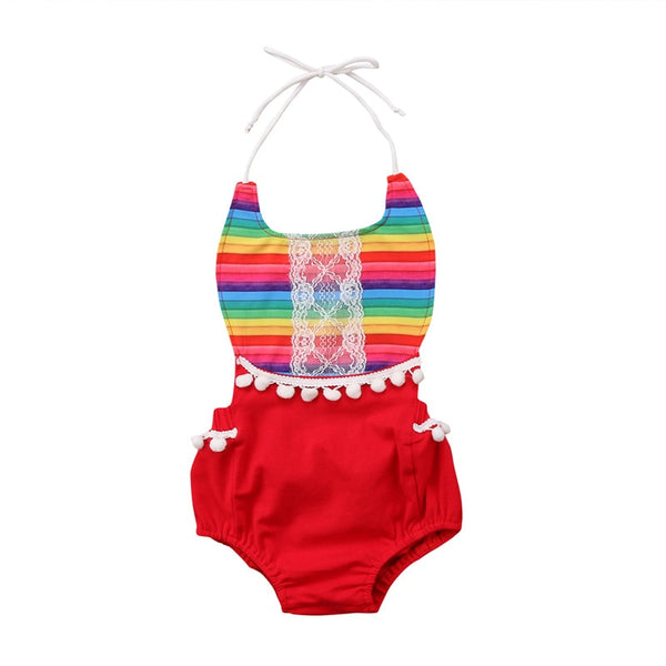 Belt Rainbow Kids Backless Playsuit - TinyTacker