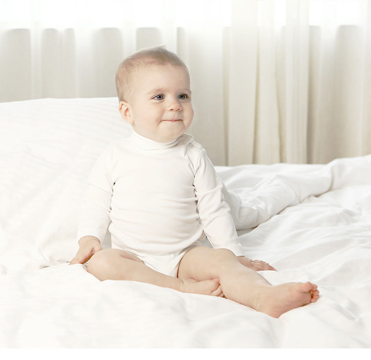 Solid Turtleneck Pajamas Bodysuit - TinyTacker