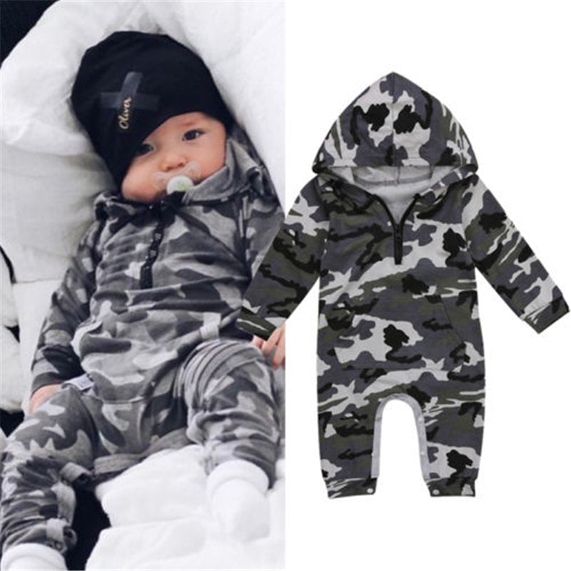 Boy Hooded Camouflage Jumpsuit - TinyTacker