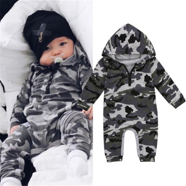 Boy Hooded Camouflage Jumpsuit - TinyTacker