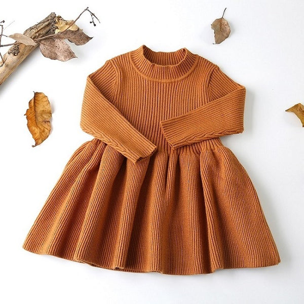 Long Sleeved Knit Princess Dress - TinyTacker