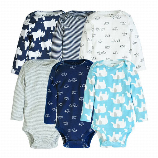 Baby Boy 4-6pcs Cute Bear Print Rompers - TinyTacker