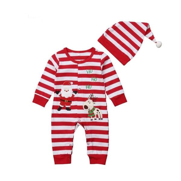 Cotton Stripe Santa Claus Jumpsuit Set - TinyTacker